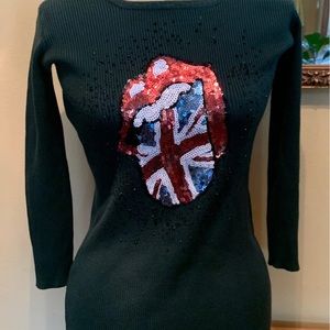 Sweater w/Rolling Stones Sequin Design
